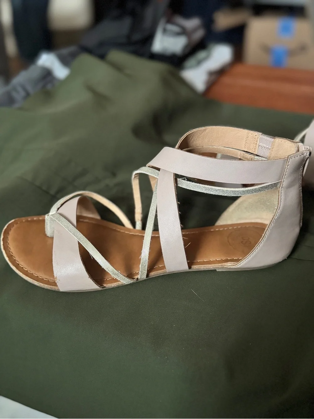 Women’s Strappy Gladiator Sandals in Light Beige